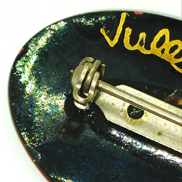 SOLD              Vintage Enamel on Copper Brooch signed By Artist - Picture 4 of 8